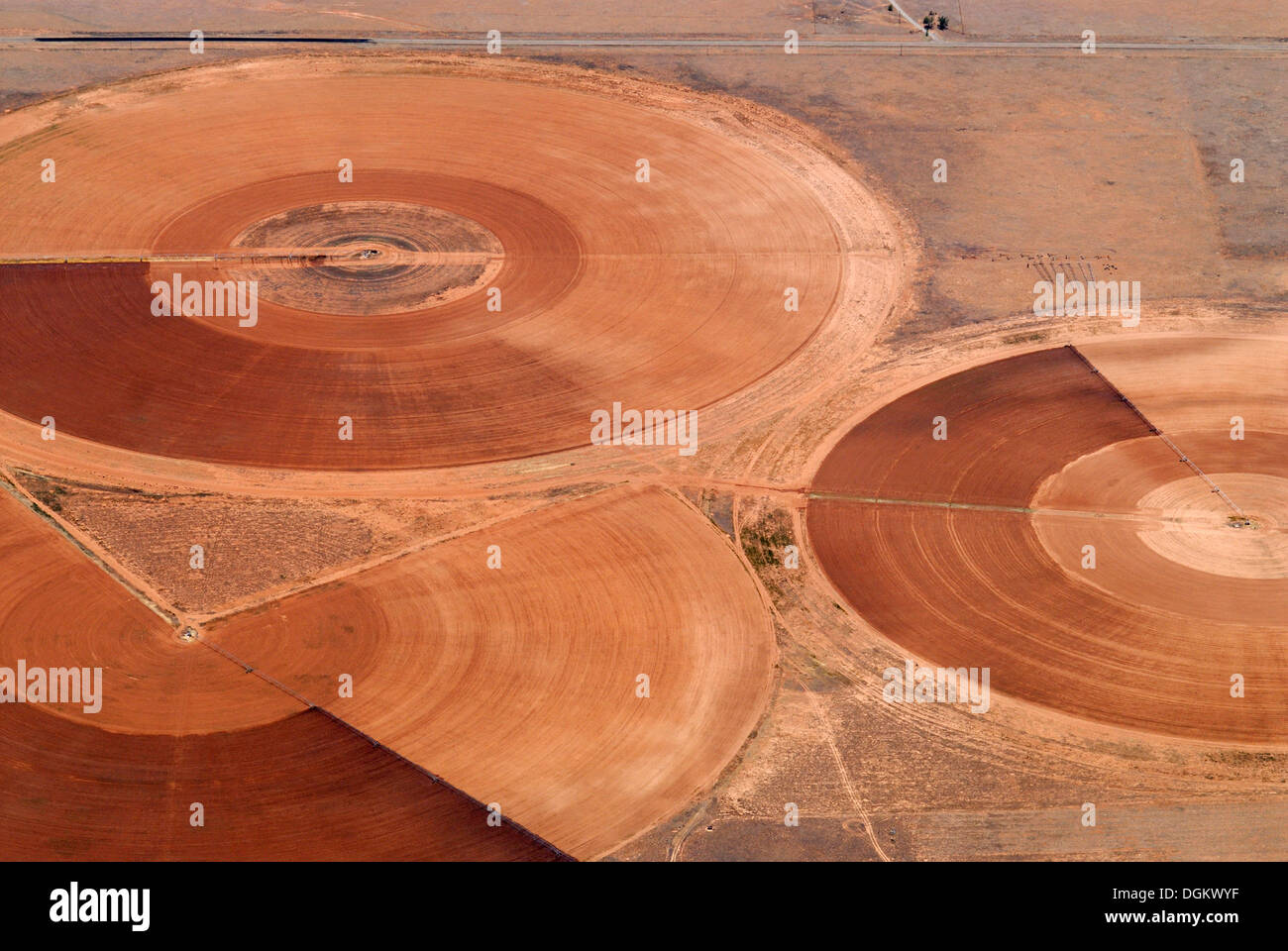Aerial circular irrigation field hires stock photography and images