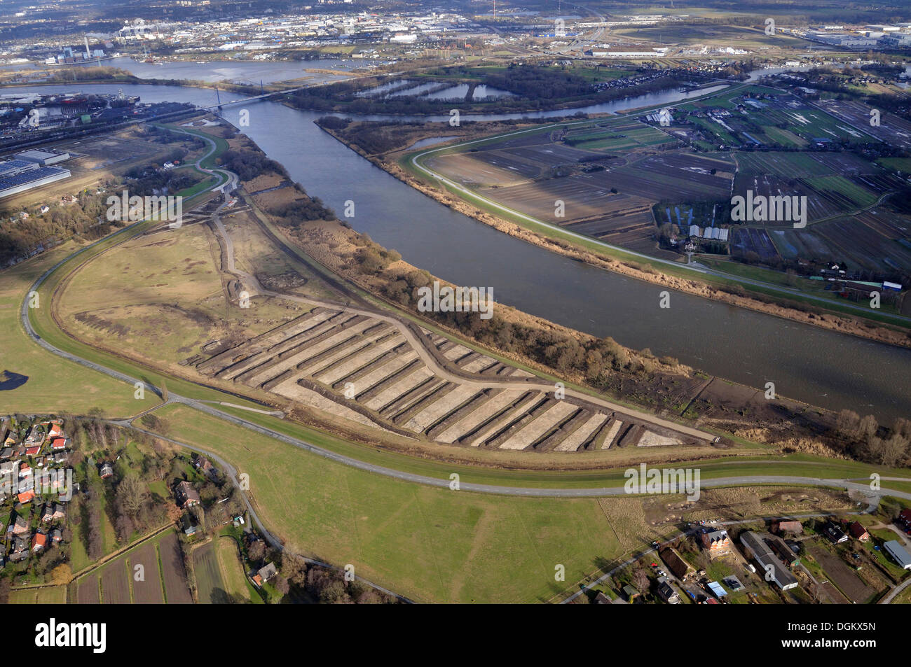 IBA Project Kreetsand, providing additional space for the Elbe River during floods, Hamburg, Hamburg, Hamburg, Germany Stock Photo