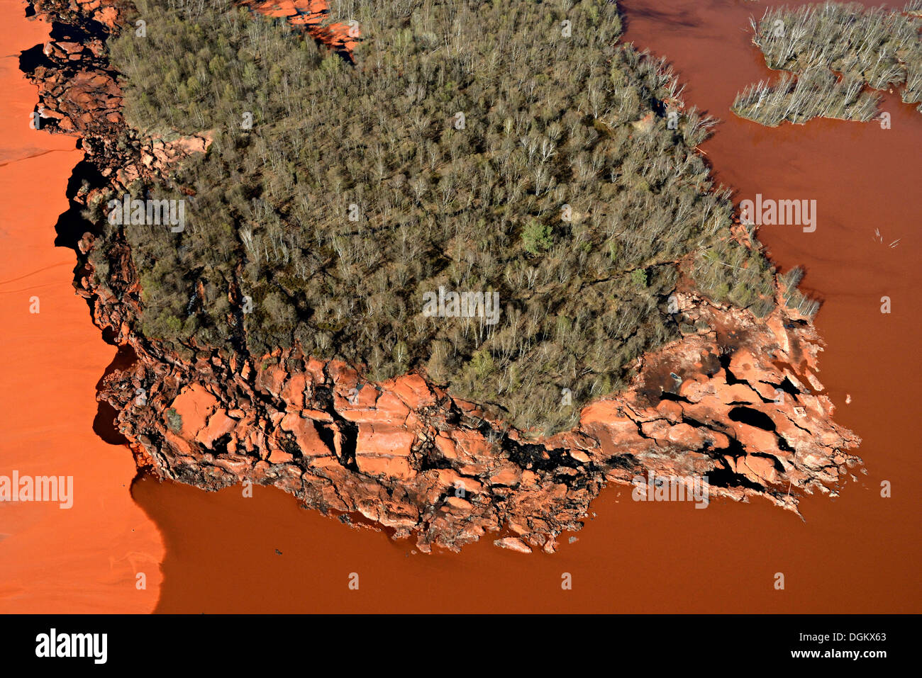 Aerial view, red mud or red sludge deposits, Stade, Stade, Lower Saxony, Germany Stock Photo