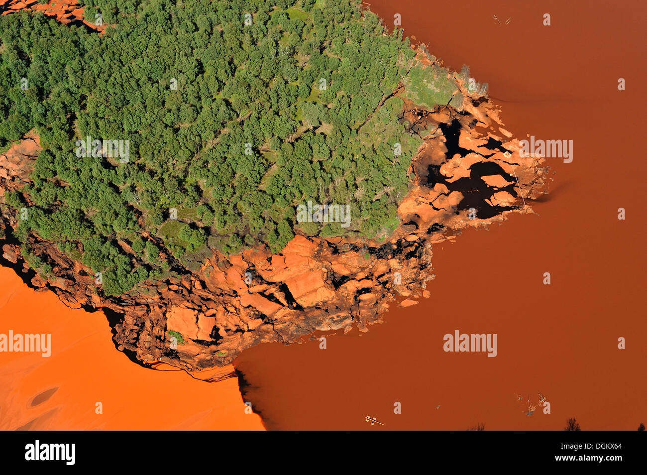 Aerial view, red mud or red sludge deposits, Stade, Stade, Lower Saxony, Germany Stock Photo