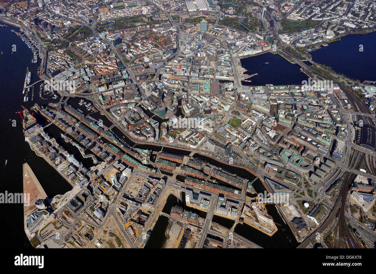 Aerial view, town centre of Hamburg, Hamburg, Hamburg, Germany Stock Photo