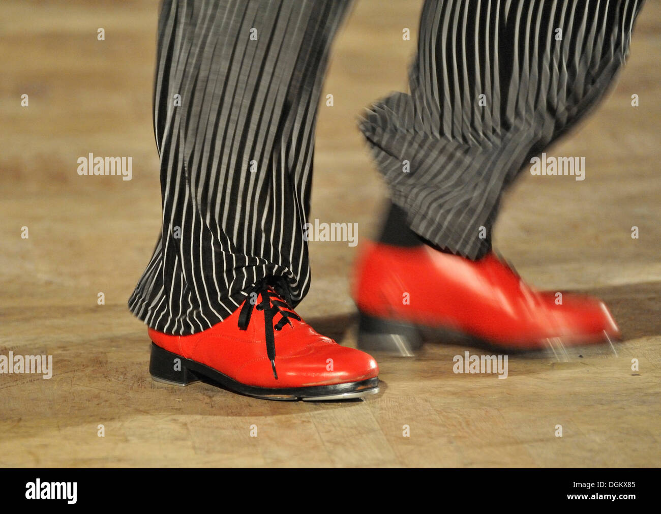 Shoes of a step dancer, hoofer, in motion, Hamburg, Germany Stock Photo