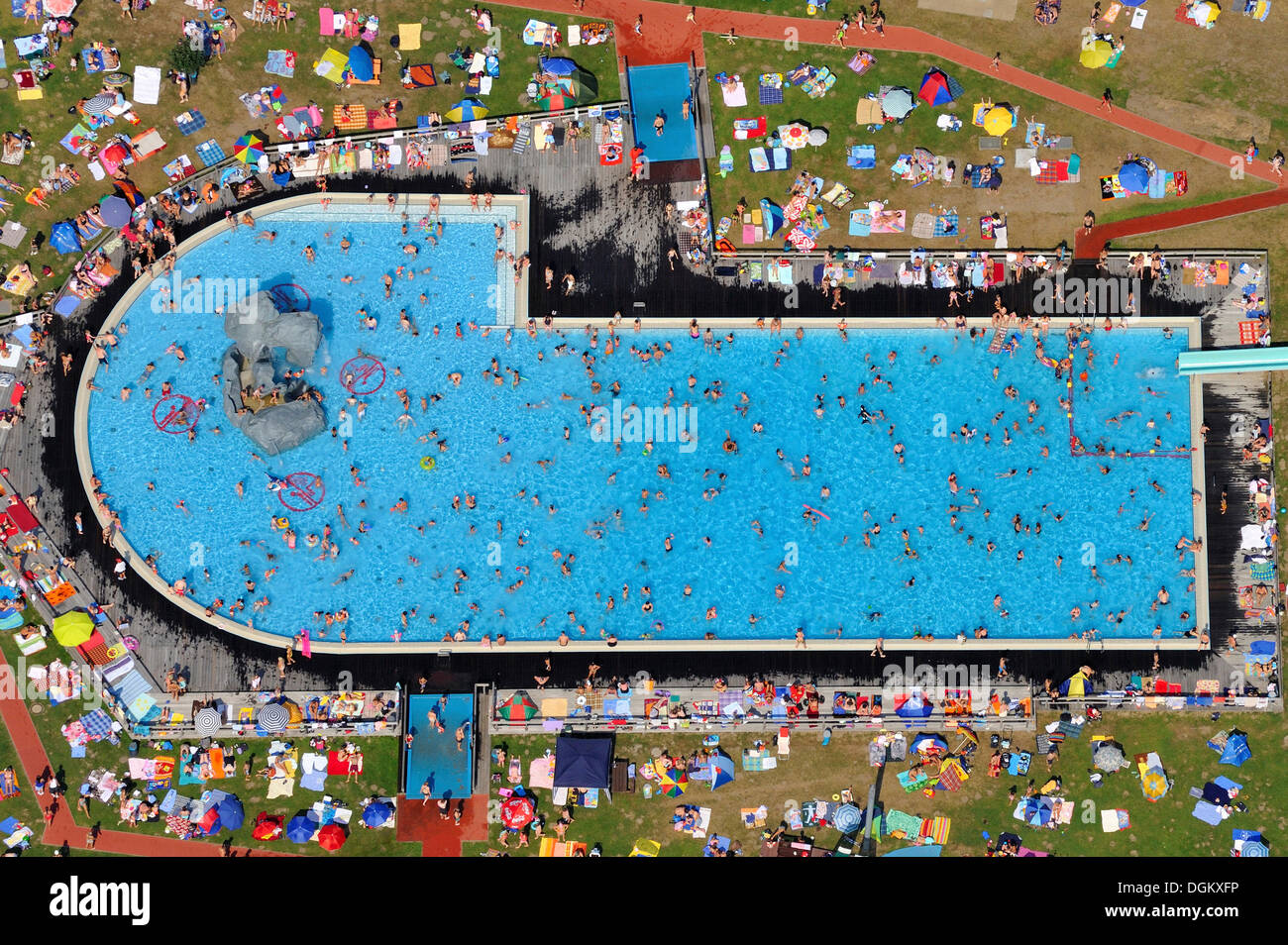 Aerial view, swimming pool, Geesthacht, Schleswig Holstein, Germany