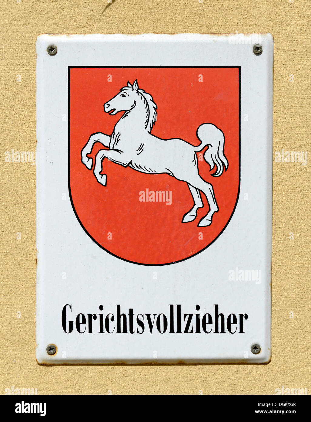 Sign, Gerichtsvollzieher Niedersachsen, bailiff of Lower Saxony, Winsen an der Luhe, Lower Saxony, Germany Stock Photo