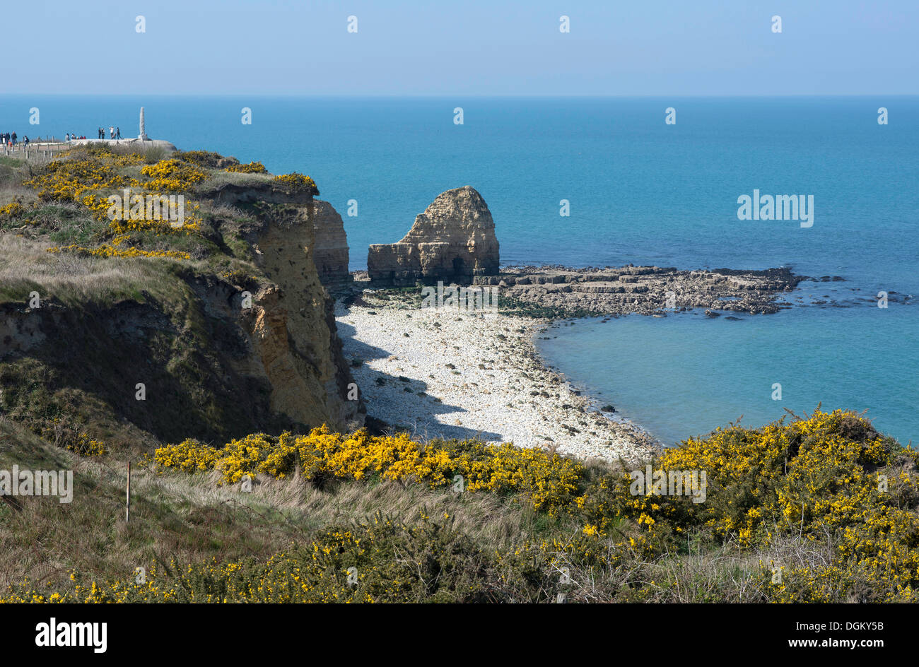 Coast with the Pointe du Hoc memorial, Omaha Beach, Lower Normandy, France, Europe Stock Photo