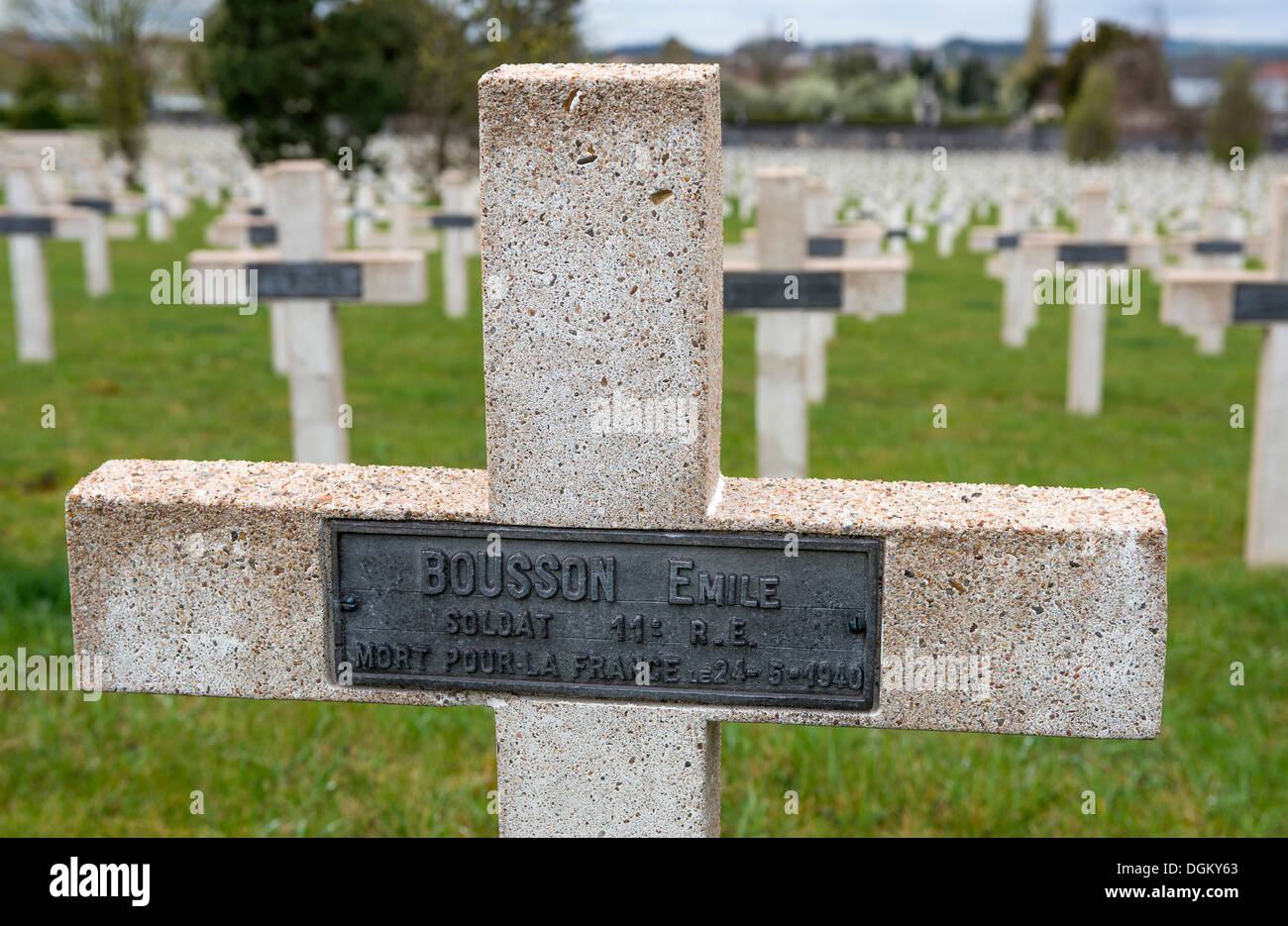 Grave, cross, headstone, with name plate, military cemetery, Battle