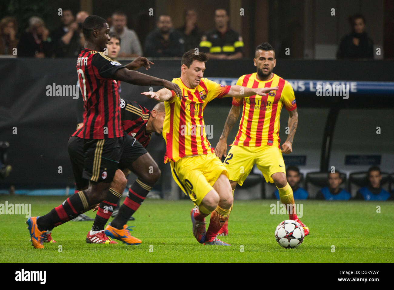 Milan, Italy. 22nd Oct, 2013. Cristian Zapata (Milan), Lionel Messi (Barcelona) Football / Soccer : UEFA Champions League Group H match between AC Milan 1-1 FC Barcelona at Stadio Giuseppe Meazza in Milan, Italy . © Maurizio Borsari/AFLO/Alamy Live News Stock Photo