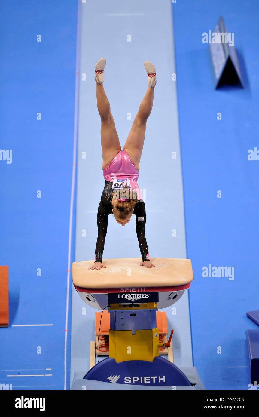 Valeria Maksyuta, Israel, vaulting, EnBW Gymnastics World Cup 2009, Porsche-Arena, Stuttgart, Baden-Wuerttemberg Stock Photo