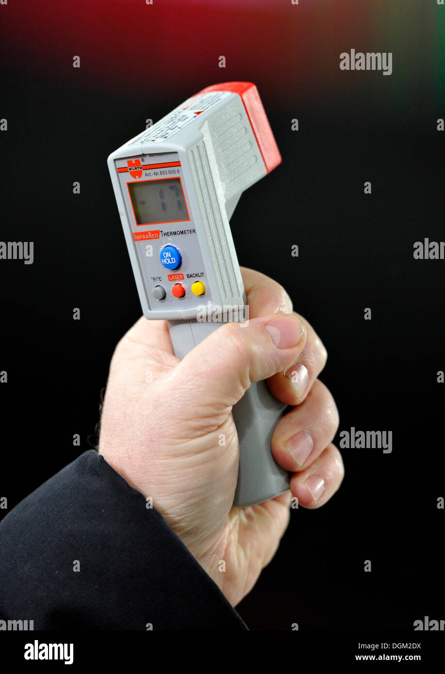 Measuring temperature of internal combustion Engine turbine by laser  infrared thermometer Stock Photo - Alamy