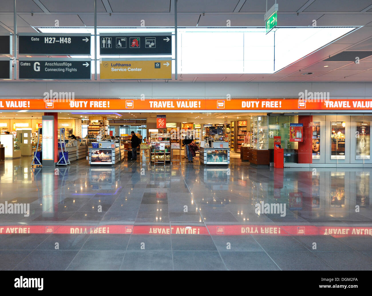 Duty-free zone, Franz Josef Strauss Airport Munich, Bavaria Stock Photo