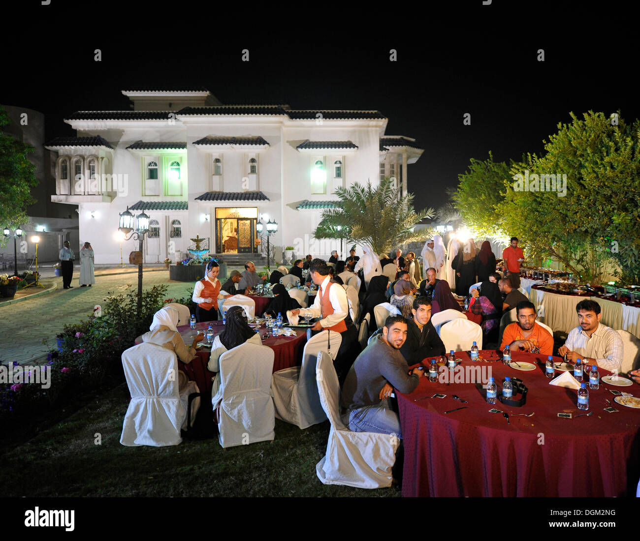 Garden party in a villa, Doha, Emirate of Qatar, Persian Gulf, Middle East, Asia Stock Photo