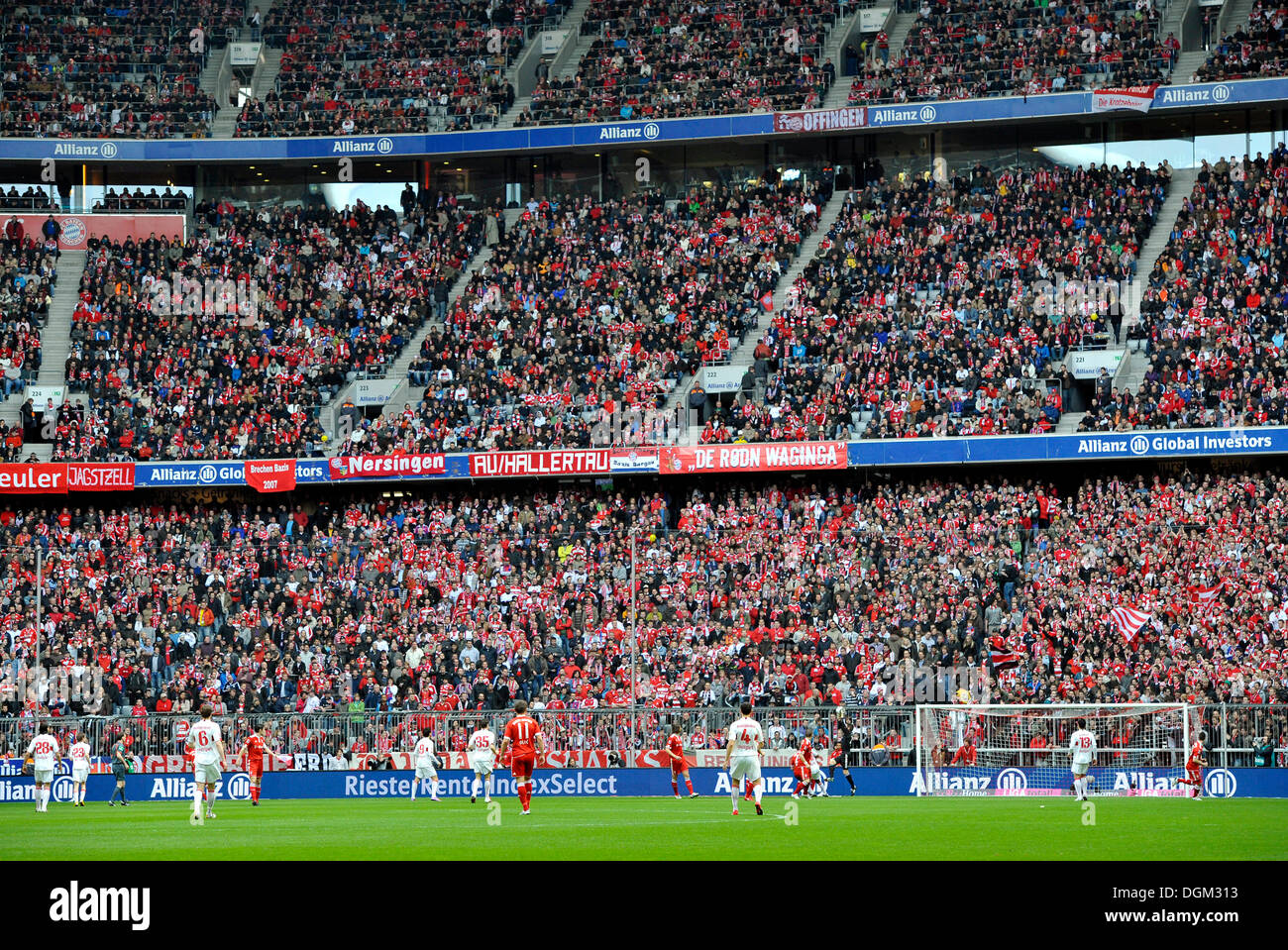 Bayern Munich fan block, Allianz Arena, Munich, Bavaria Stock Photo