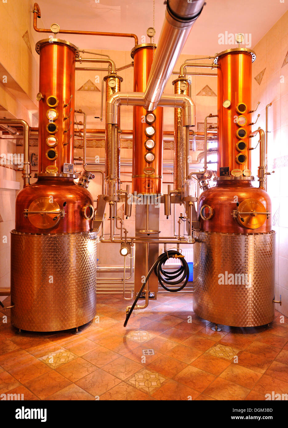 Modern distillation of whiskey Stock Photo