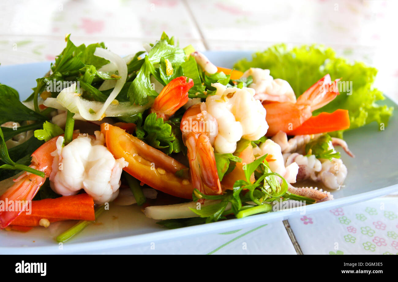Thai spicy seafood salad Stock Photo - Alamy