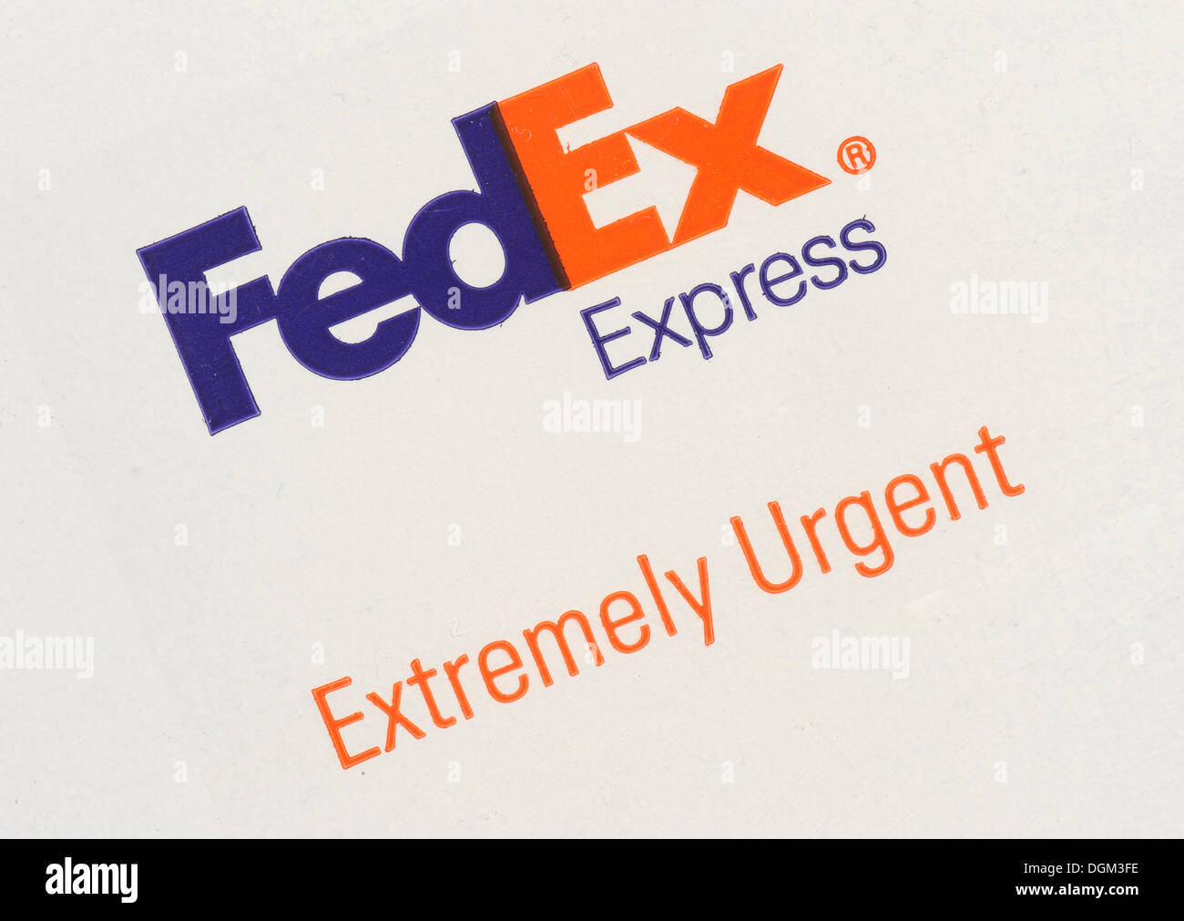 FEDEX Epress envelope with logo, extremely urgent Stock Photo
