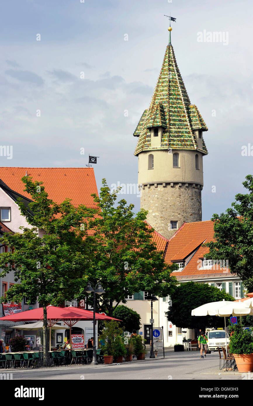 Gruener Turm tower, Ravensburg, Baden-Wuerttemberg Stock Photo
