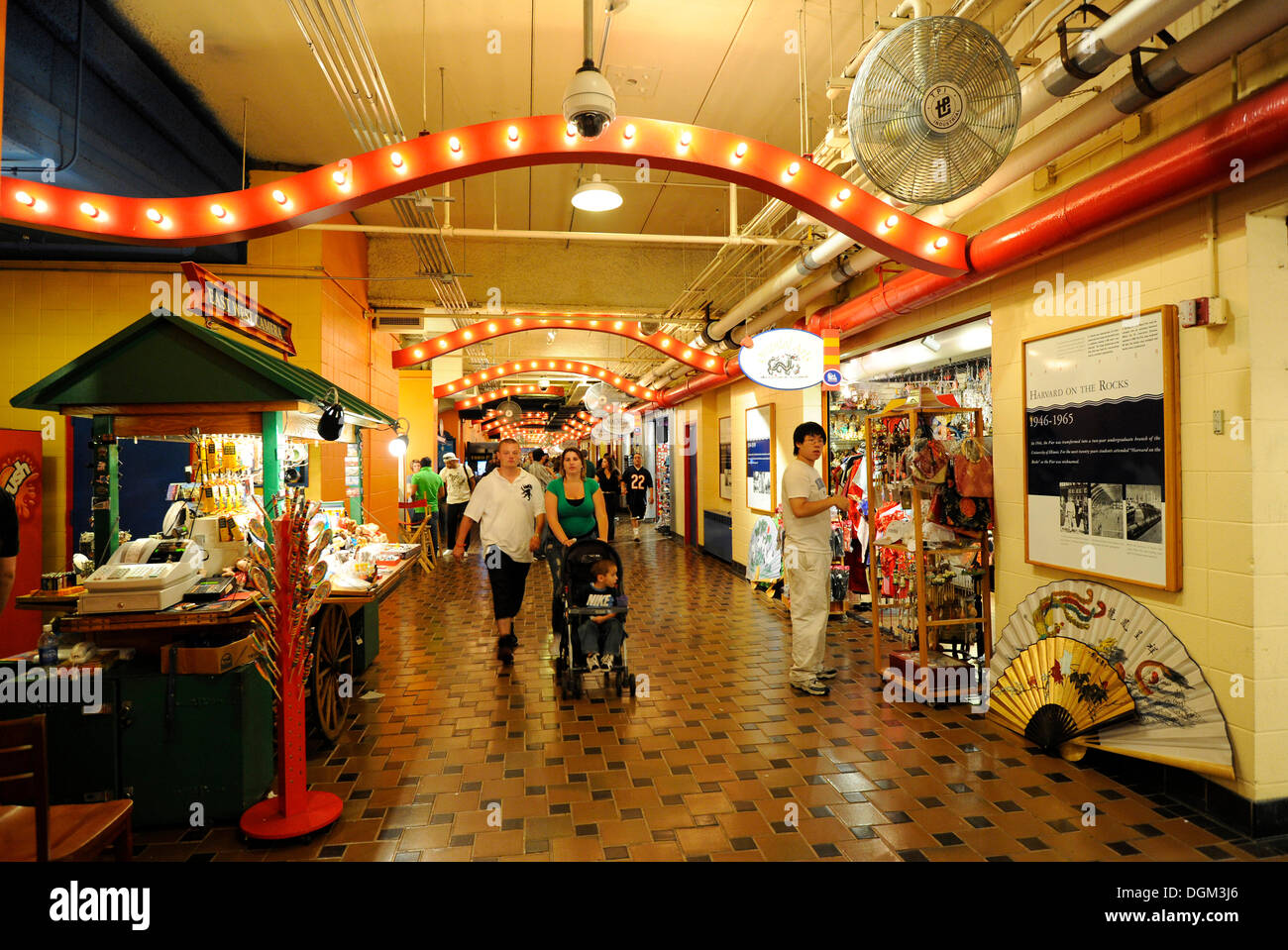 Interior view, shops, Navy Pier amusement center in Chicago, Illinois