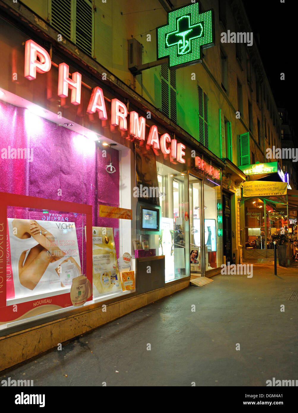 Night shot, Pharmacie or pharmacy, Paris, France, Europe Stock Photo