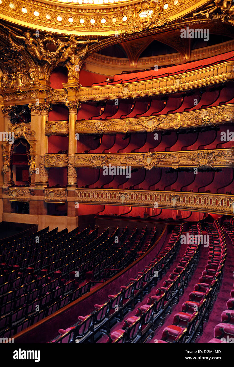 Interior, Salle de Spectacle auditorium, Opéra Palais Garnier opera, Paris, France, Europe Stock Photo