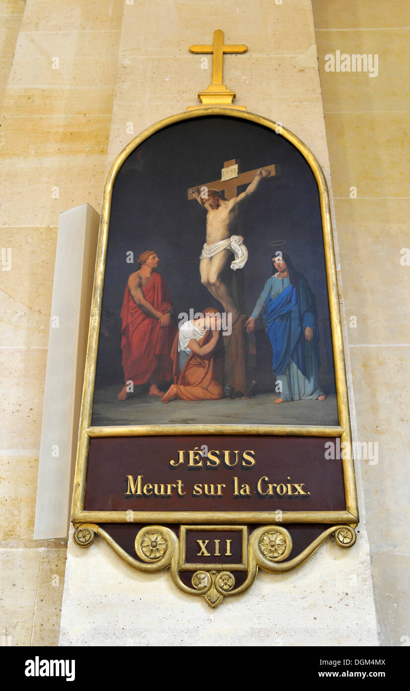Depiction of Jesus on the cross, Saint-Louis des Invalides Church, L'Hôtel national des Invalides building complex, a Stock Photo