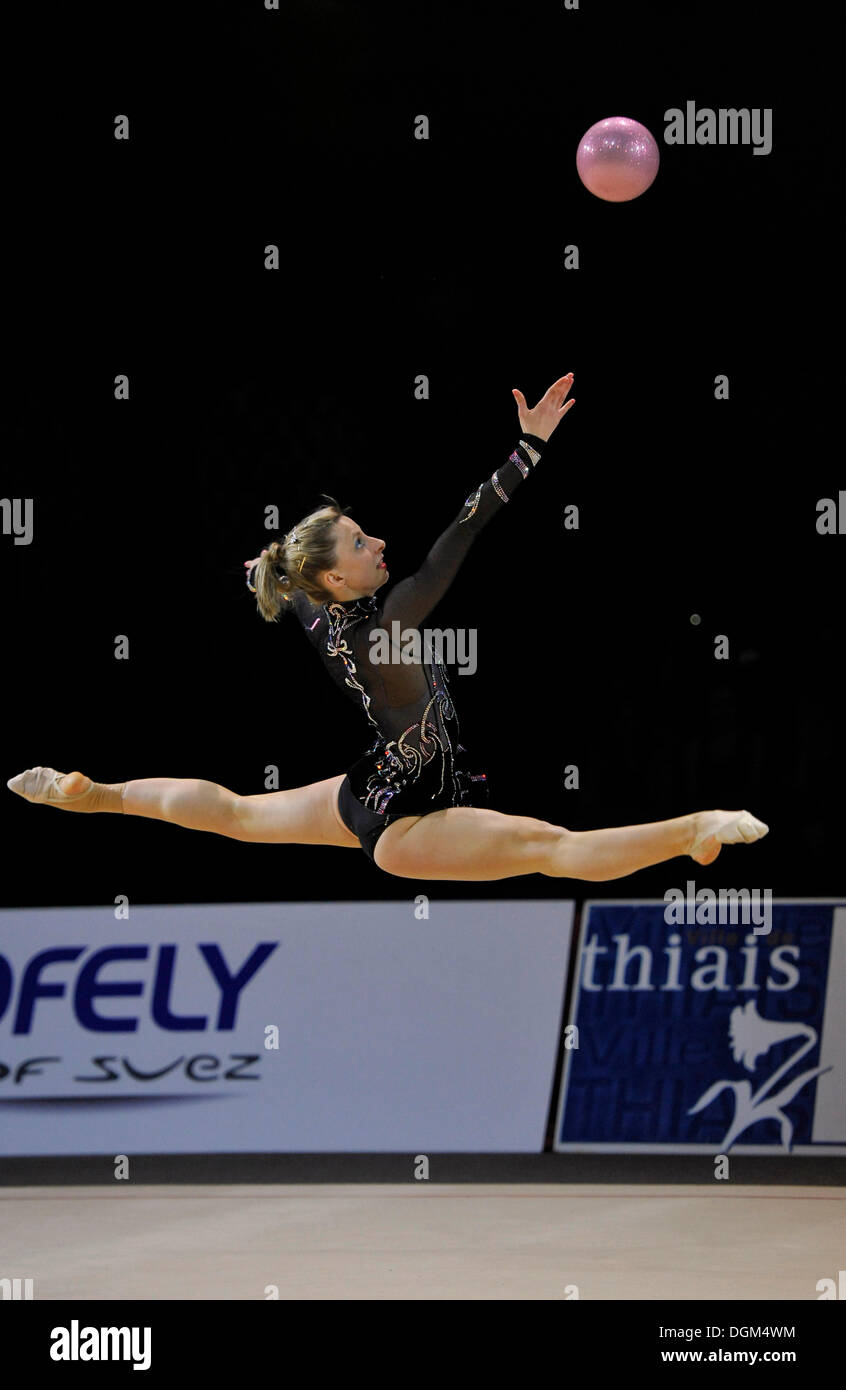 Caroline Weber, AUT, with ball, rhythmic gymnastics, Grand Prix Thiais, 09. - 10.04.2011, Paris, France, Europe Stock Photo