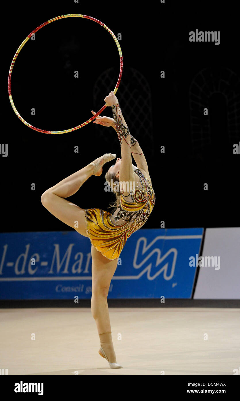 Caroline Weber, AUT, with hoop, rhythmic gymnastics, Grand Prix Thiais, 09. - 10.04.2011, Paris, France, Europe Stock Photo