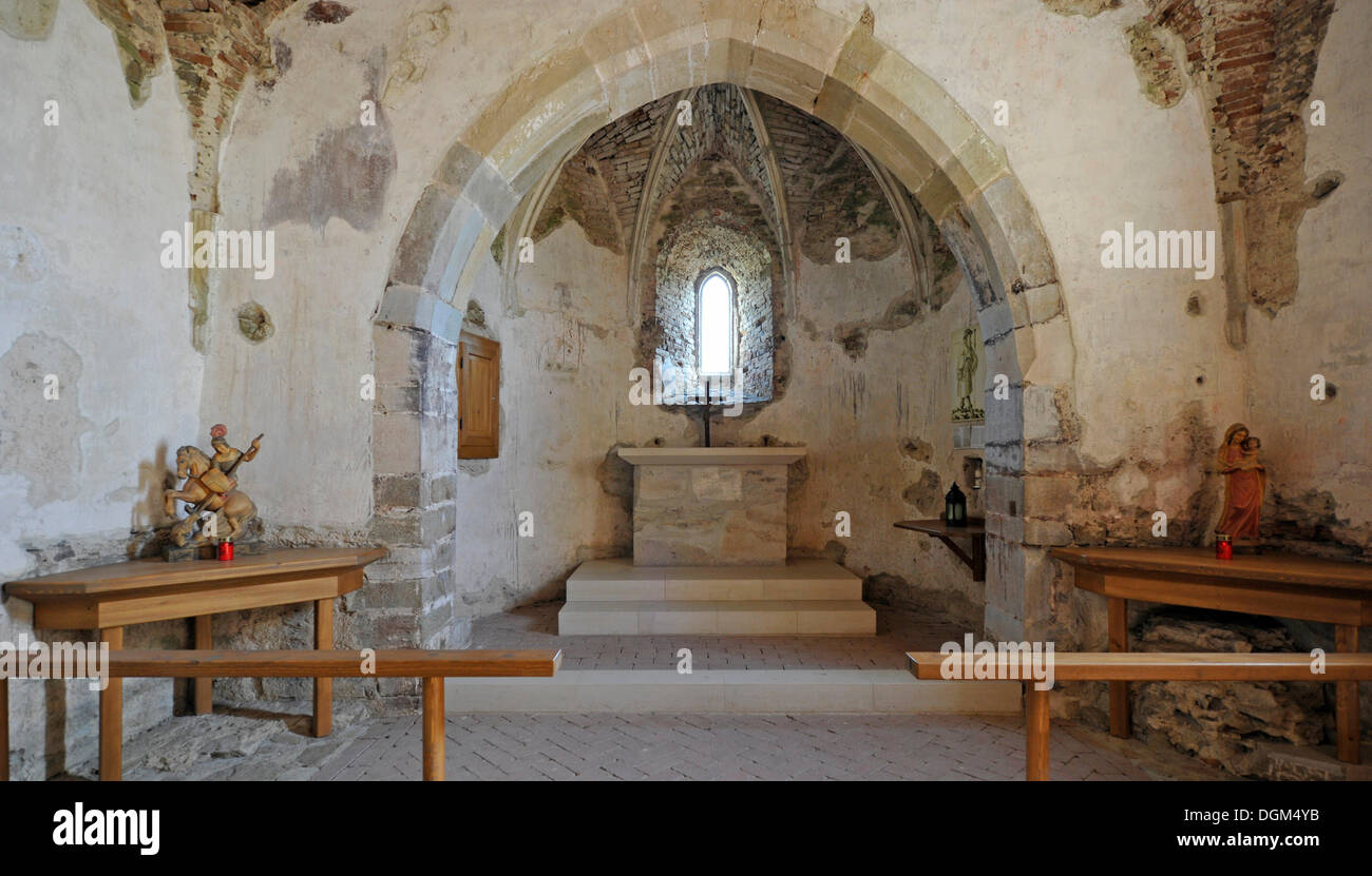 Chapel of Aggstein castle ruins, UNESCO World Heritage Site Wachau, Lower Austria, Austria, Europe Stock Photo