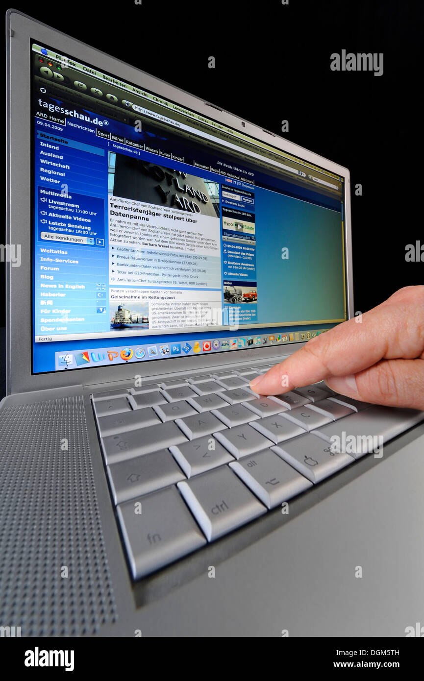 Laptop, PC, Tagesschau online Stock Photo