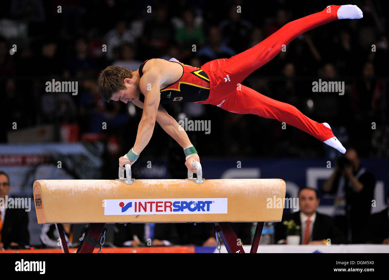 Philip Boy, GER, performing on pommel horse, EnBW Gymnastics World Cup, 11 to 13 Nov 2011, 29th DTB Cup, Porsche-Arena Stock Photo