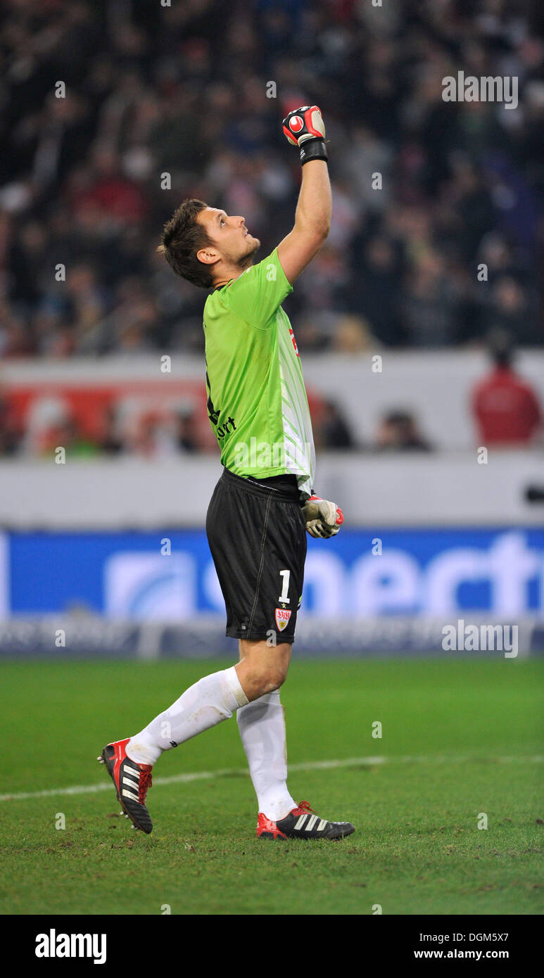 Goal celebration, jubilation, job, goalkeeper Sven Ulreich of VfB