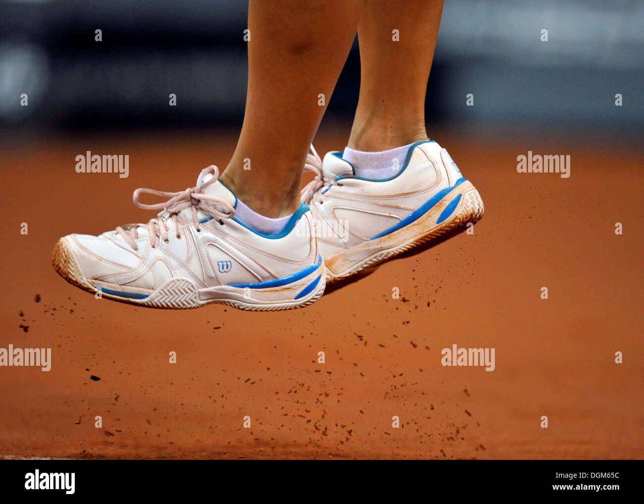 Detail view, tennis shoes, during serve 