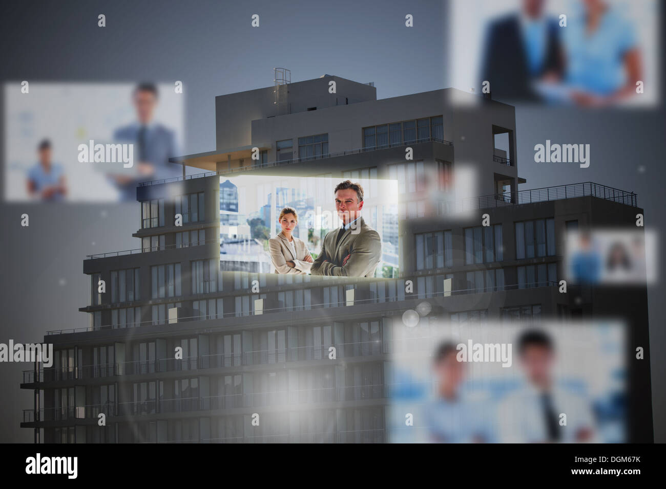 Futuristic interface showing business people Stock Photo
