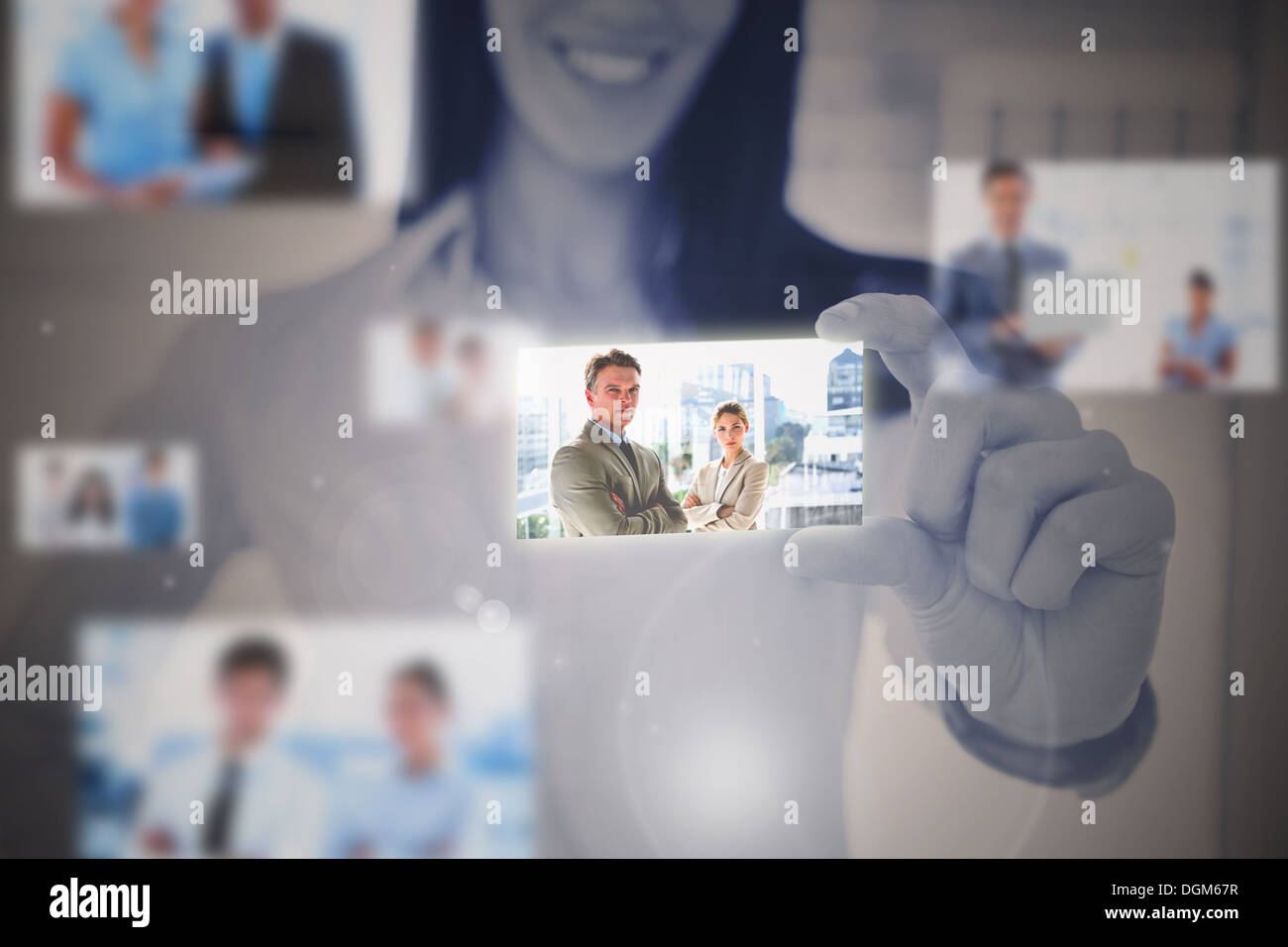 Businesswoman using digital interface Stock Photo