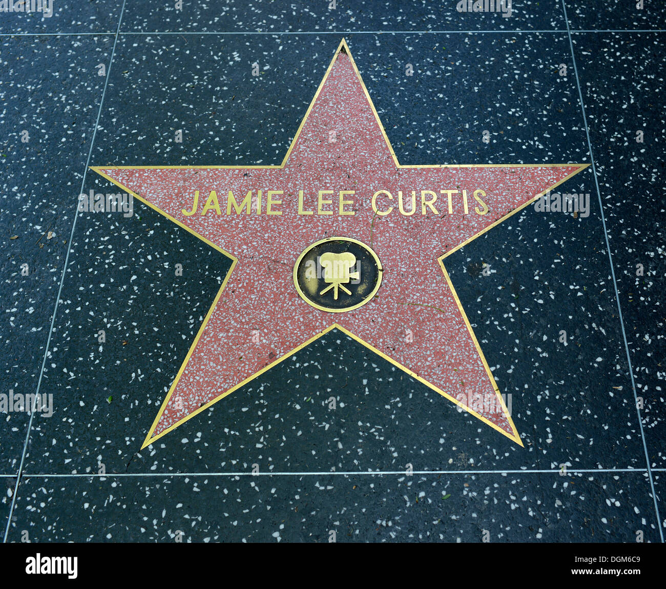 Terrazzo star for the actress Jamie Lee Curtis, film category, Walk of Fame, Hollywood Boulevard, Hollywood, Los Angeles Stock Photo