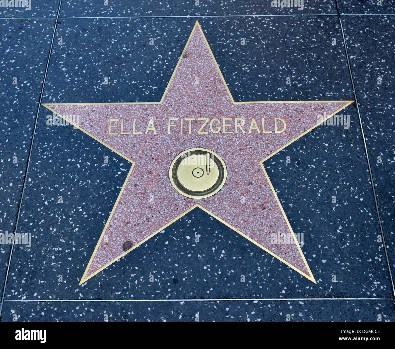 Terrazzo star for the singer Ella Fitzgerald, film category, Walk of Fame, Hollywood Boulevard, Hollywood, Los Angeles Stock Photo