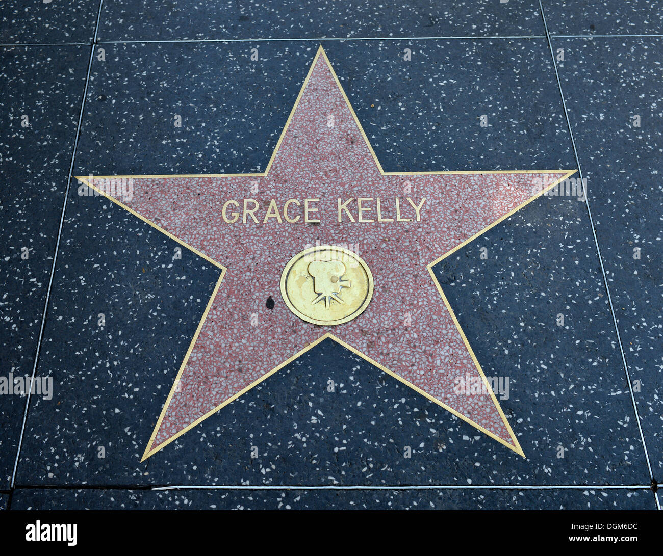 Terrazzo star for Grace Kelly, film category, Walk of Fame, Hollywood Boulevard, Hollywood, Los Angeles, California Stock Photo