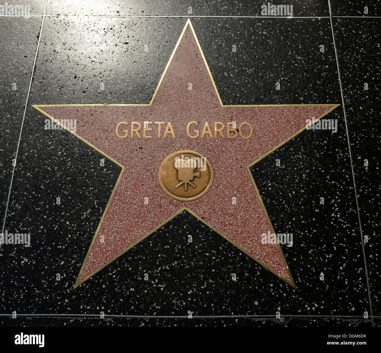 Terrazzo star for Greta Garbo, film category, Walk of Fame, Hollywood Boulevard, Hollywood, Los Angeles, California Stock Photo