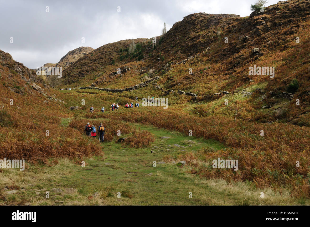 A group of ramblers on the walk to Cwm Bychan Snowdonia national Park Gwynedd Wales Cymru UK GB Stock Photo