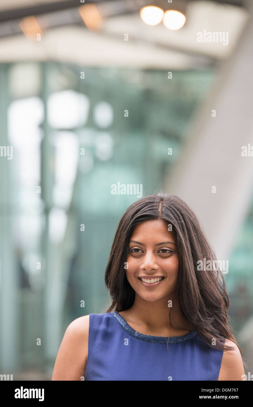 black hair blue dress ELWYN MINI DRESS main image 0