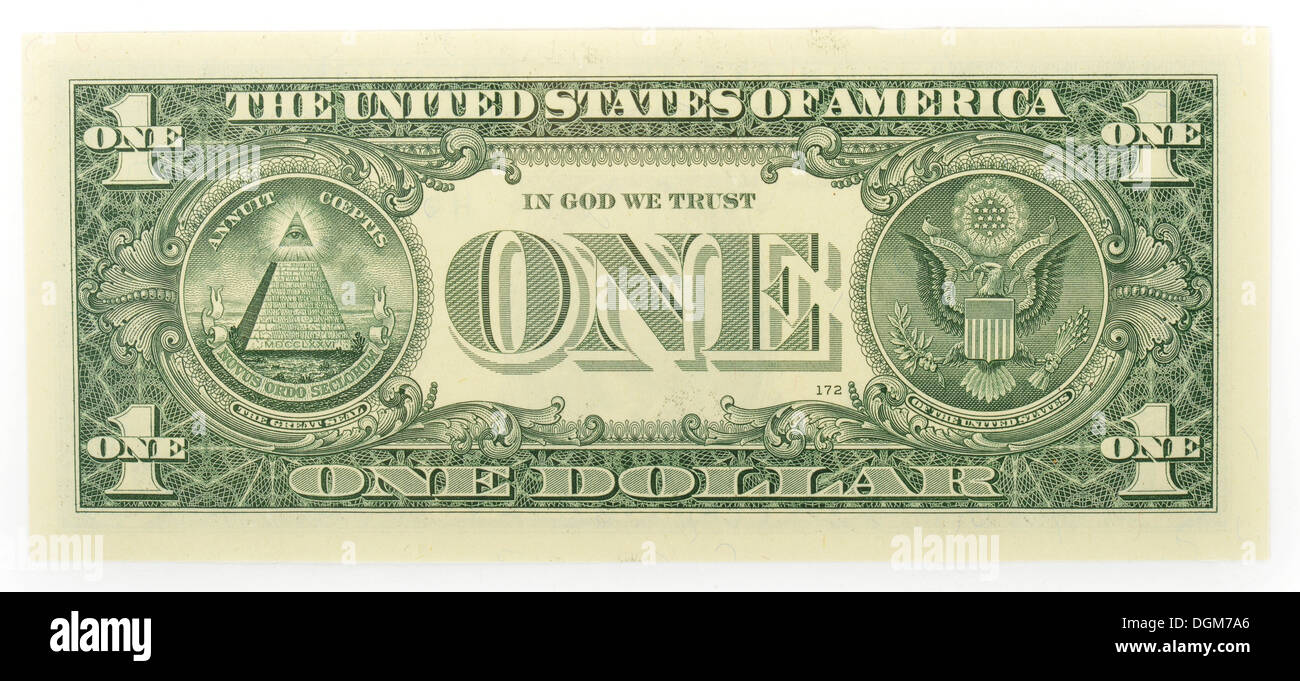 One-U.S. Dollar bill, back Stock Photo