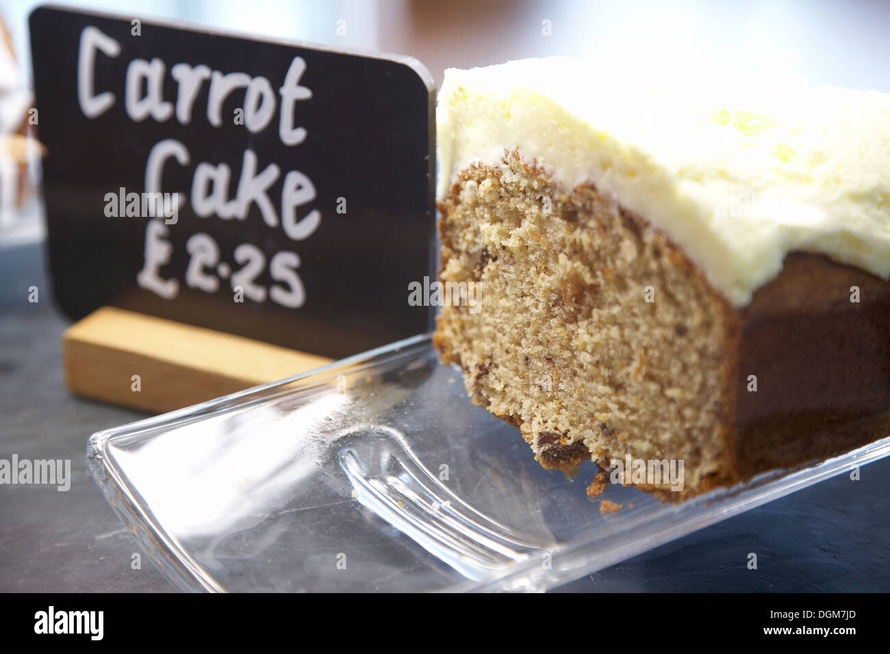 Carrot cake for sale in a shop in the UK Stock Photo Alamy