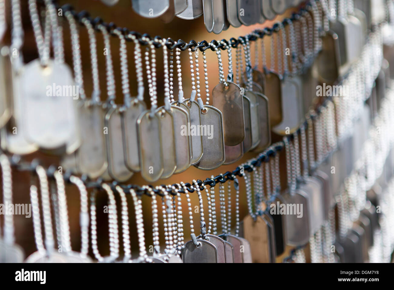 Dog tags of fallen soldiers in Afghanistan and Iraq, The Memorial Garden, Boston, Massachusetts, New England, USA Stock Photo
