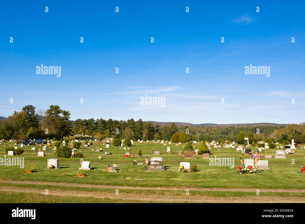 American cemetery on Highway 03, near the small port town of Bar Harbor, Maine, New England, USA Stock Photo