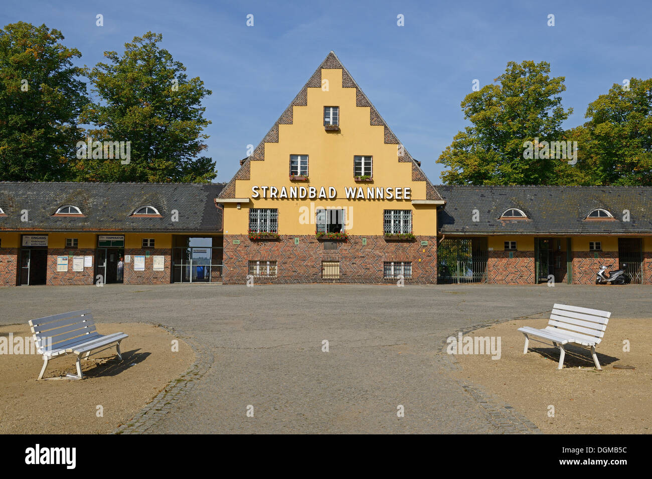 Entrance, Wannsee open-air lido, built in 1920, Zehlendorf, Berlin Stock Photo