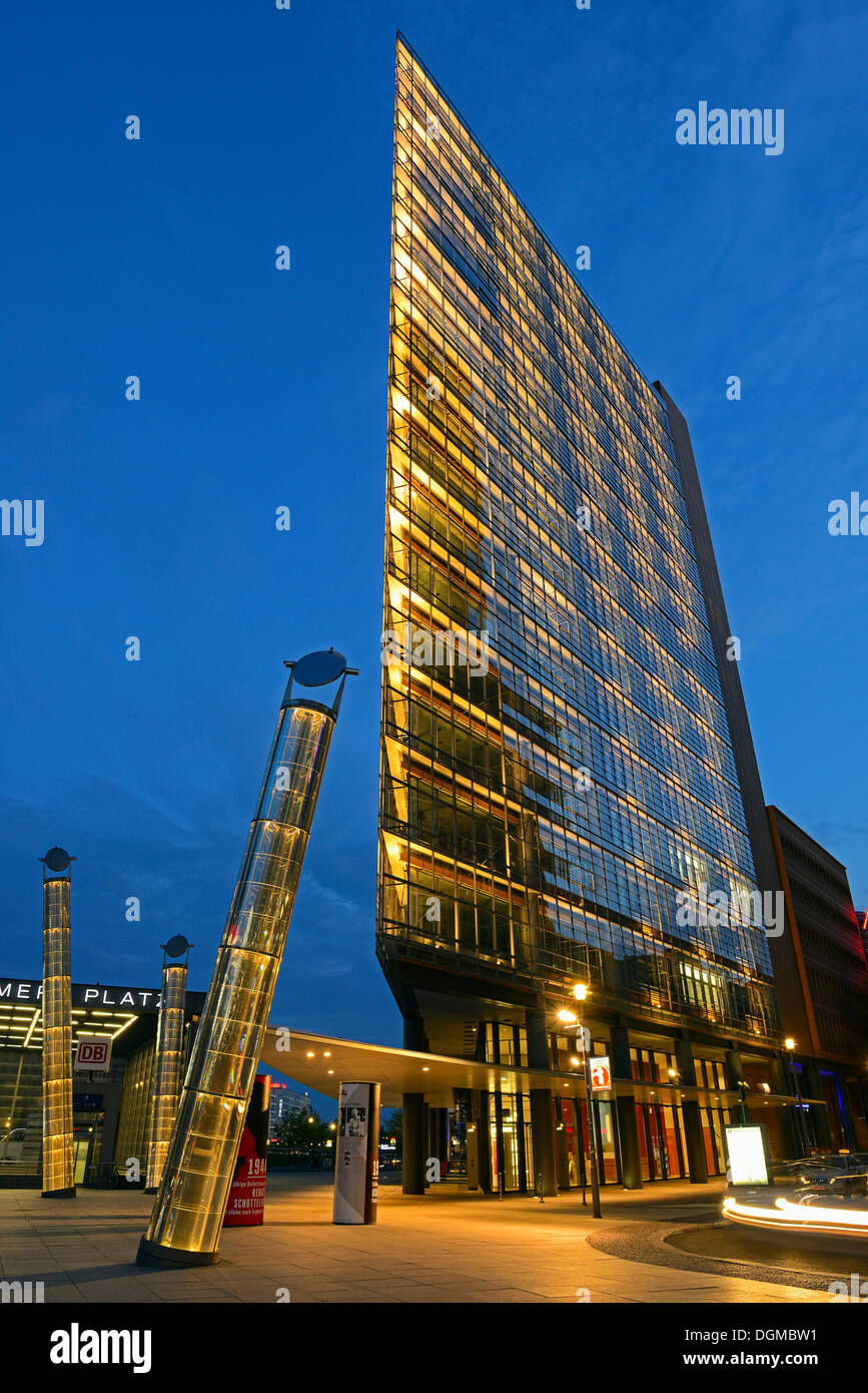 Landmark building, Daimler Areal at Potsdamer Platz square, at dusk, Mitte, Berlin, Berlin, Germany Stock Photo