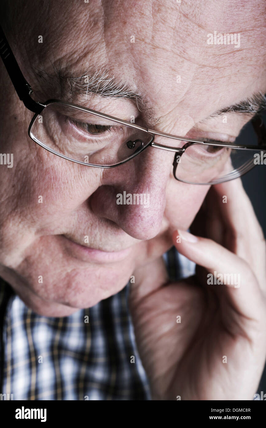 Senior citizen, elderly man, pensive, portrait Stock Photo