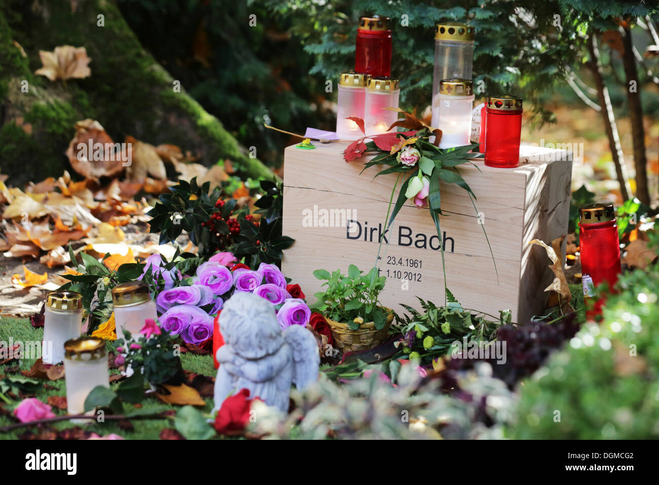 Grave of actor and entertainer Dirk Bach at Melatenfriedhof cemetery, Cologne, North Rhine-Westphalia Stock Photo