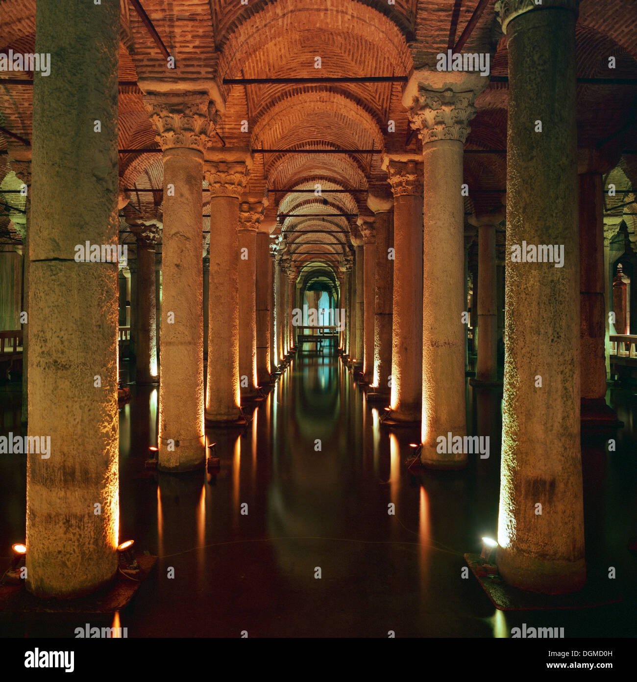 Istanbul. Turkey. Basilica Cistern aka Sunken Palace. Yerebatan Saray (Sarnici). Stock Photo