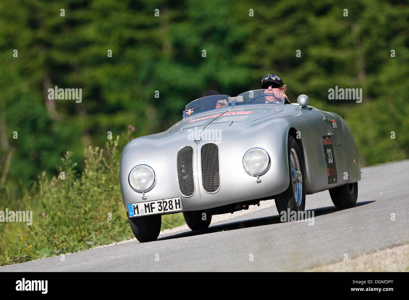 BMW 328 Touring Roadster, built in 1937, Mille Miglia original from the BMW Museum, driven by Prince Leopold of Bavaria, Ennstal Stock Photo