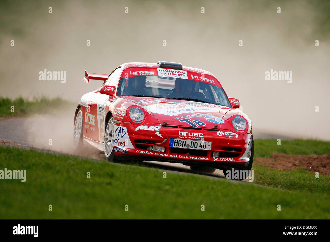 Olaf Dobberkau, champion of the German Rally Series 2010, driving a Porsche 911 GT 3 996 during the German Rally Championship Stock Photo